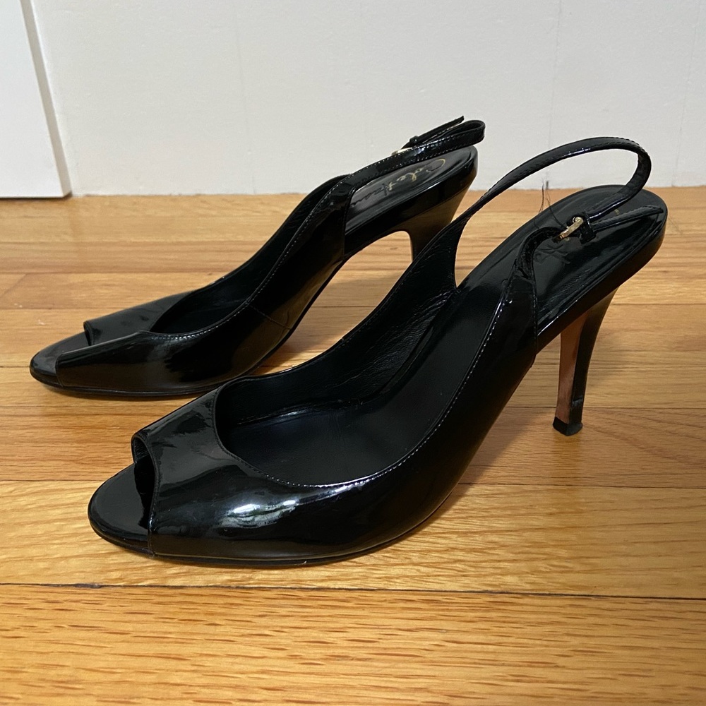Cole Haan Nike Air patent peep toe pumps